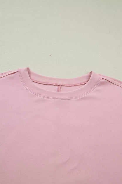 Solid Color Bow Textured Patchwork Long Sleeve Tee
