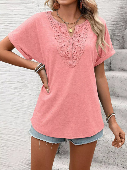 Lace Trim Short Sleeve T-Shirt