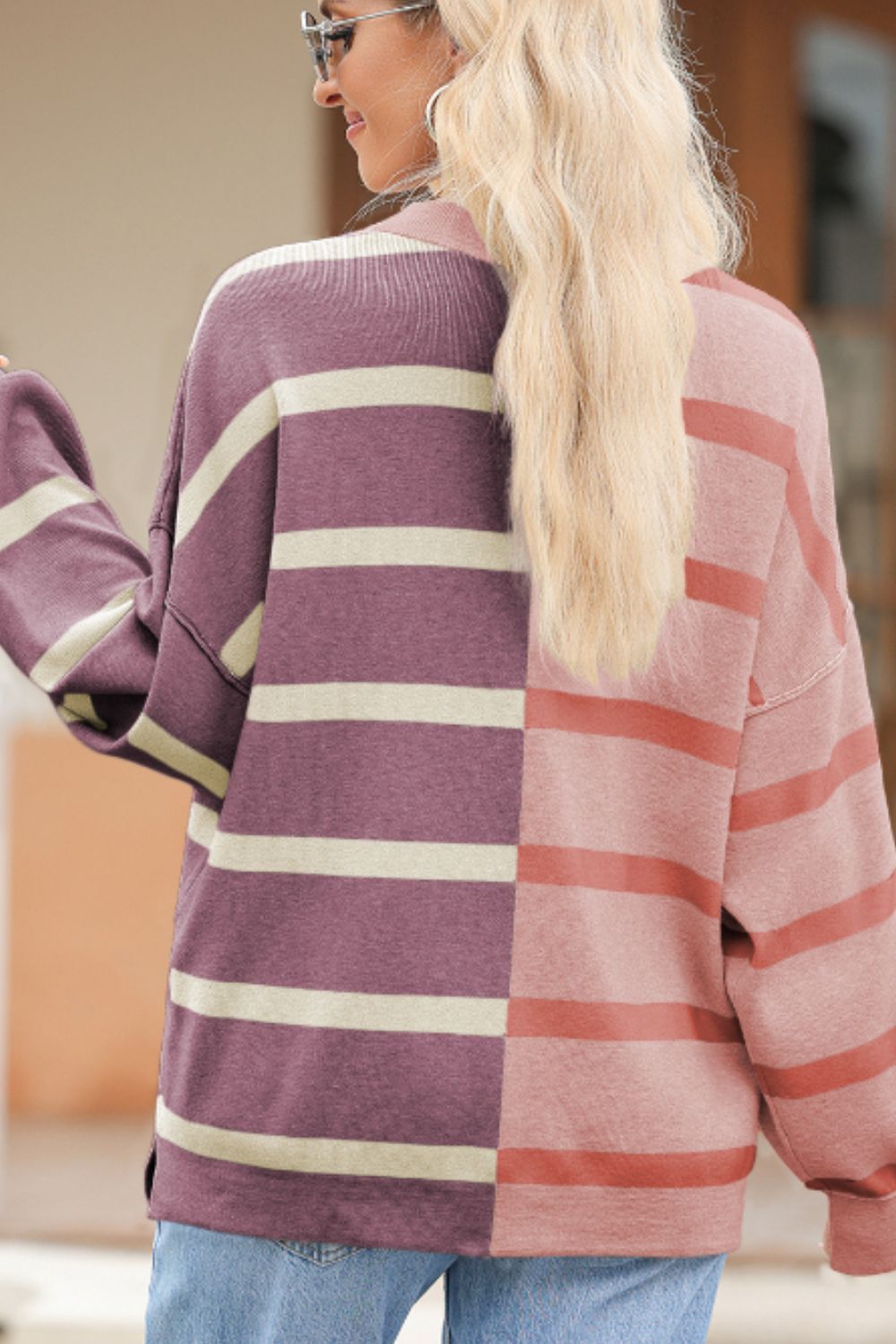 Contrast Striped Long Sleeve Sweatshirt