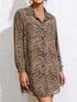 Leopard Print Button-Up Long Sleeve Oversized Shirt