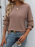 Ribbed Knit Ruffle Cuff T-Shirt