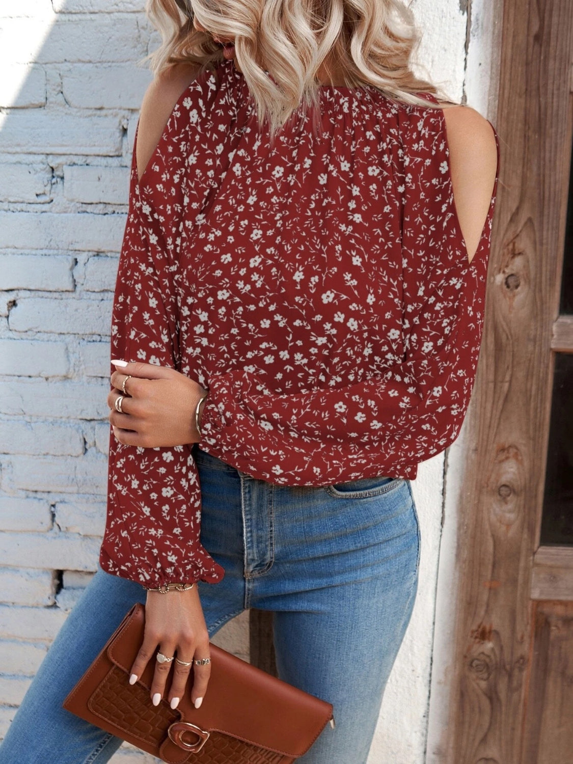 Floral Cold-Shoulder Blouse