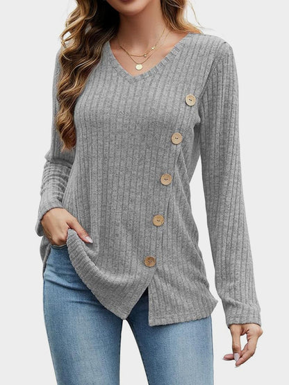 V-Neck Long Sleeve T-Shirt