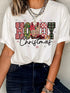 HOWDY Christmas Festive Letter Printed Crew Neck T Shirt