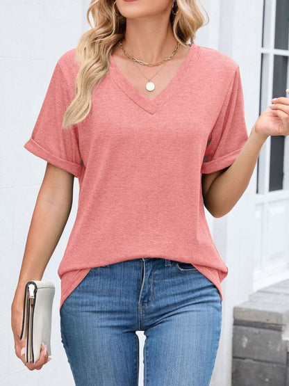 Casual V-Neck Short Sleeve T-Shirt