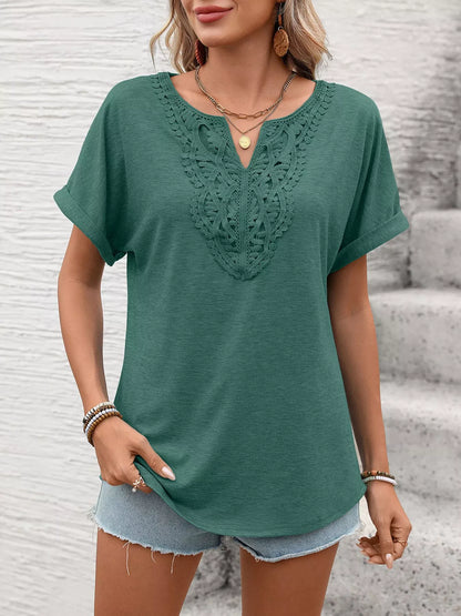 Lace Trim Short Sleeve T-Shirt