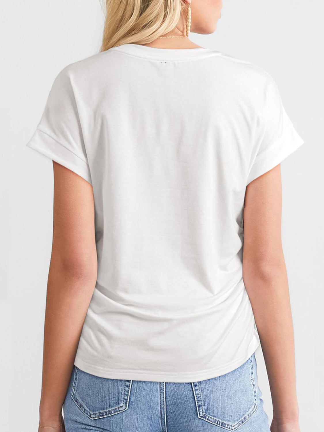 Ruched Round Neck Short Sleeve T-Shirt