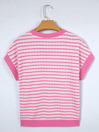 Striped V-Neck Casual T-Shirt