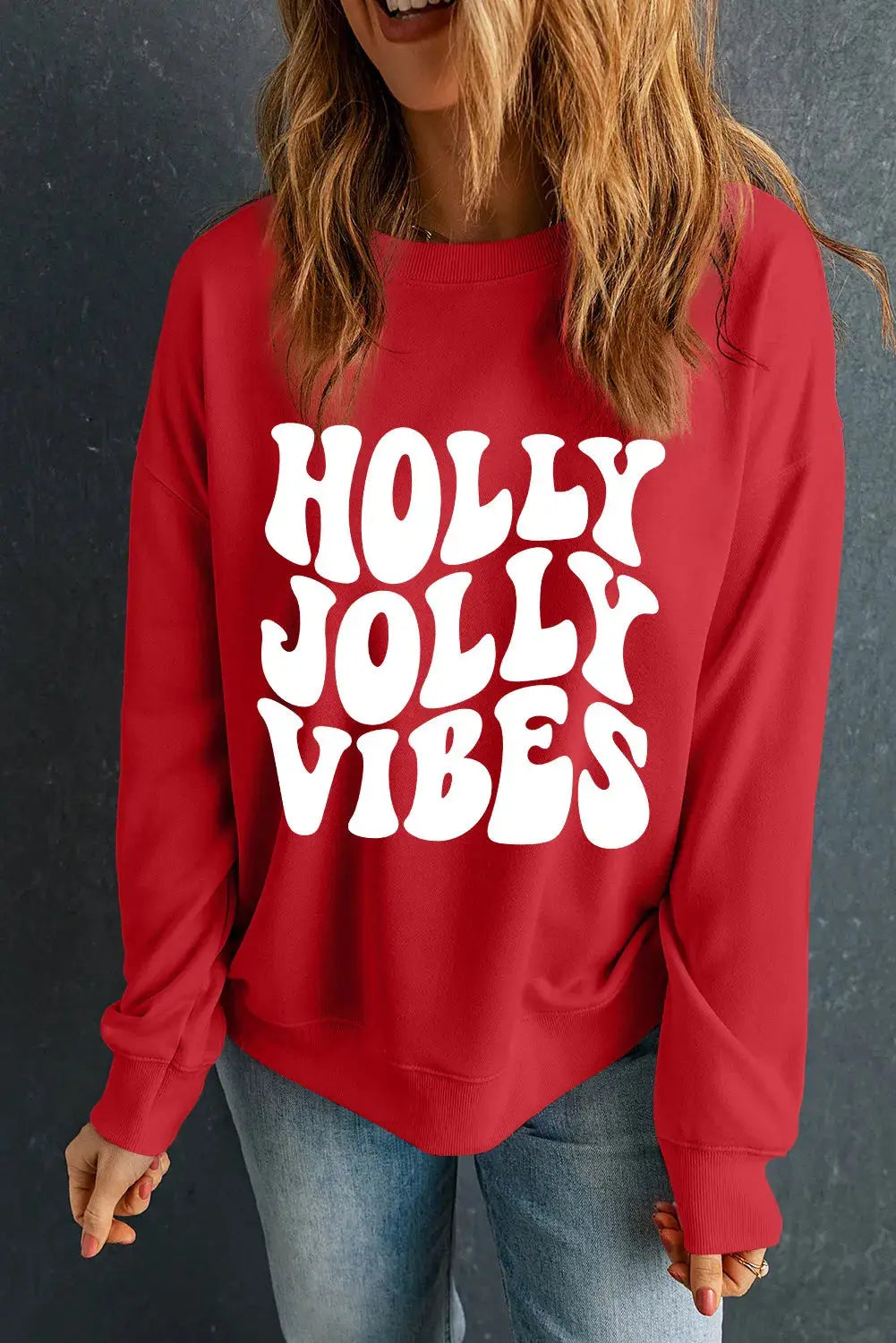 Red sweatshirt with &