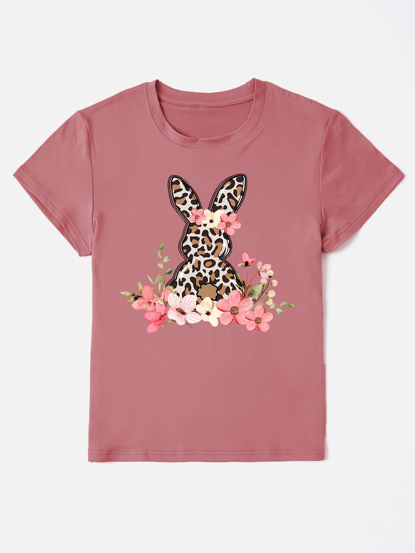 Rabbit Round Neck Short Sleeve T-Shirt