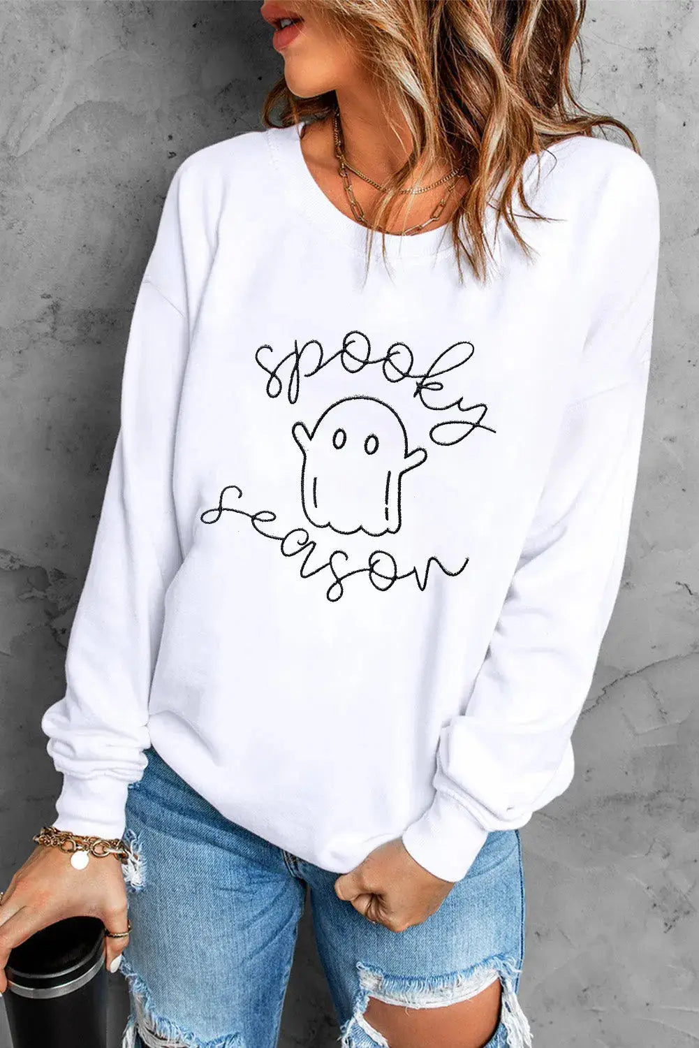 Dropped shoulder sweatshirt with ghost graphic and &