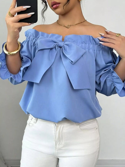 Bow Flounce Sleeve Blouse