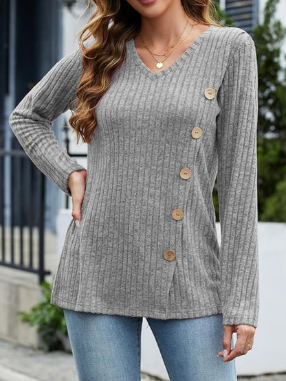 V-Neck Long Sleeve T-Shirt