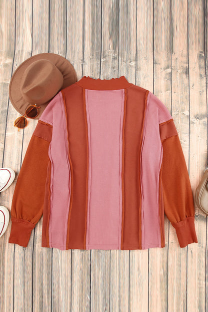 Color Block Exposed Seam Top