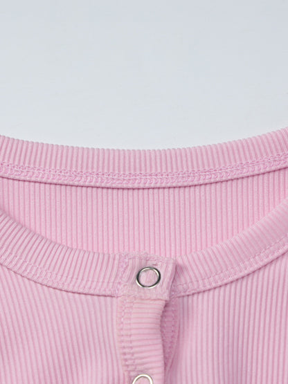 Ribbed Knit Long Sleeve T-Shirt