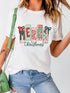 Merry Christmas Ribbon Bow Detail Holiday Graphic Tee