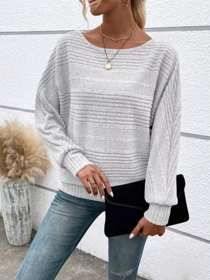 Relaxed Fit Ribbed Knit T-Shirt
