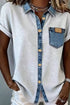 Denim Trim Button-Down Shirt