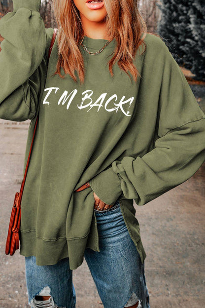 Olive green sweatshirt with &