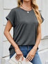 Casual Rolled Sleeve Solid Color T-Shirt