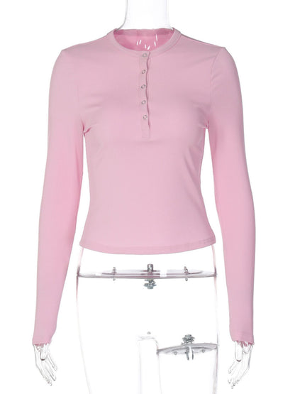Ribbed Knit Long Sleeve T-Shirt
