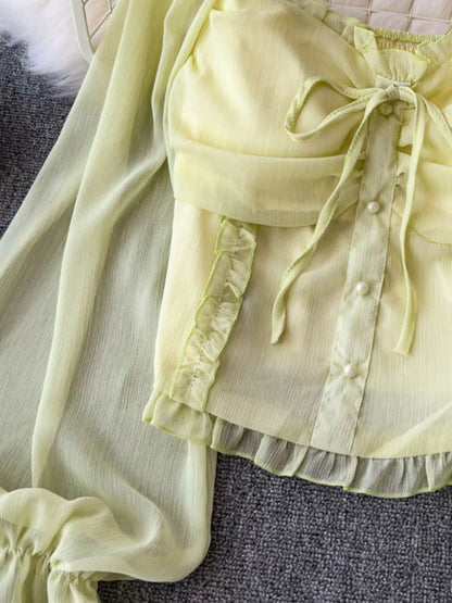 Frill Flounce Sleeve Blouse