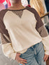 Floral Print Patchwork Color Block Long Sleeve Top