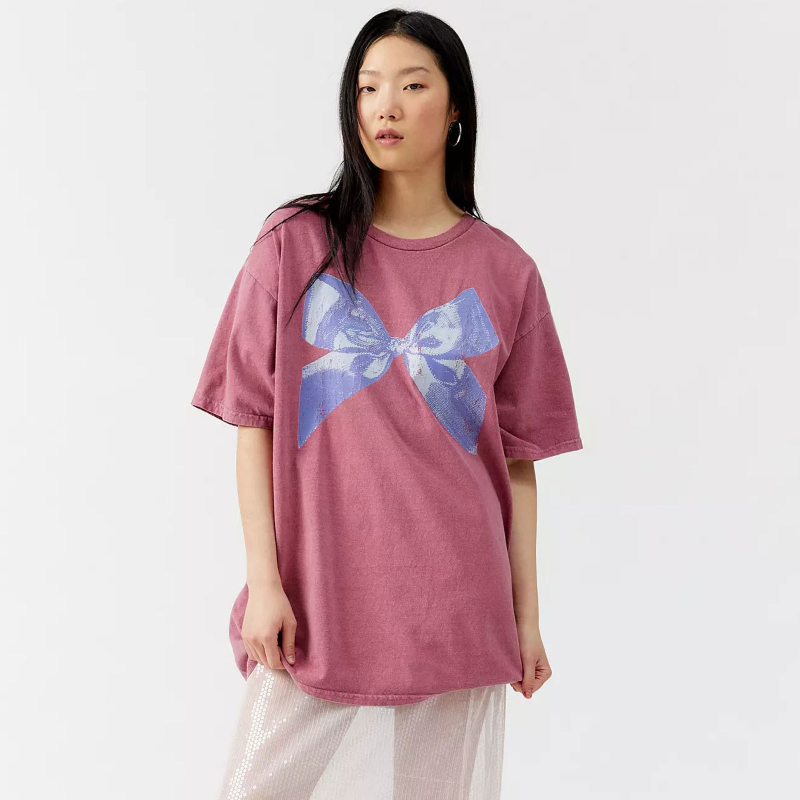 Butterfly T-shirt for women, simple style, round neck and short sleeves