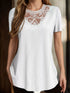 Lace Detail Eyelet Short Sleeve Top