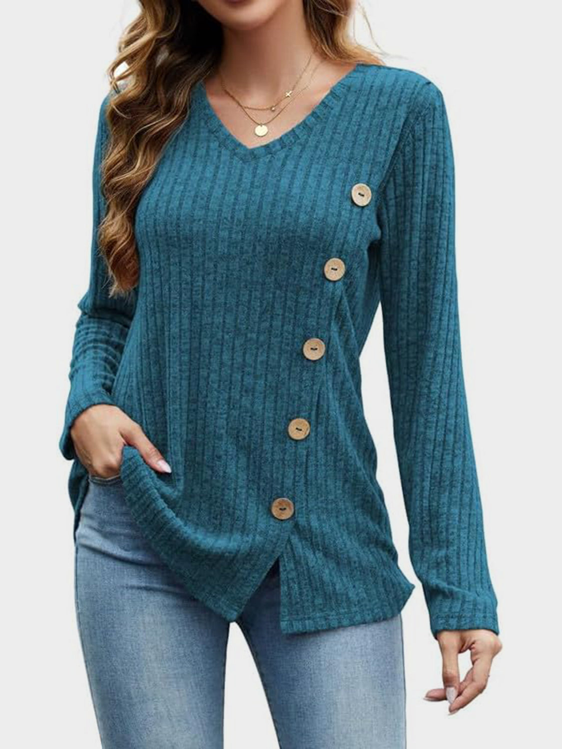 V-Neck Long Sleeve T-Shirt