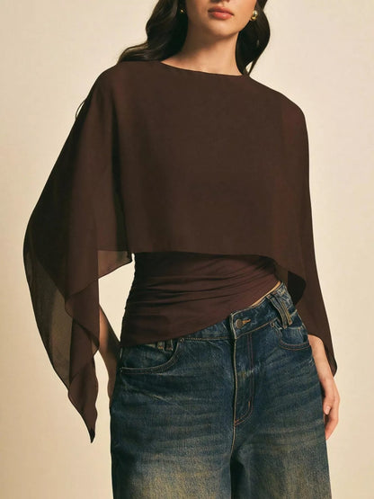Cape Sleeve Chiffon Top