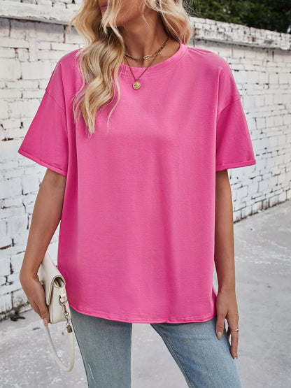 Casual Loose Fit Solid Color T-Shirt