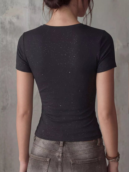 Crossover Short Sleeve Fitted T-Shirt