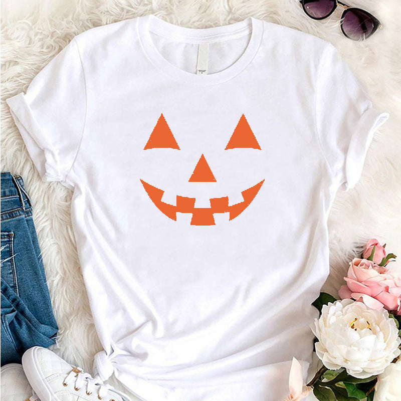 T-shirt de la série Halloween Pumpkin Skull pour femmes 