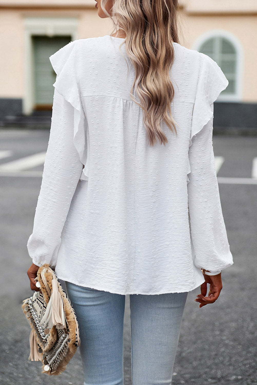 Round Neck Ruffled Blouse