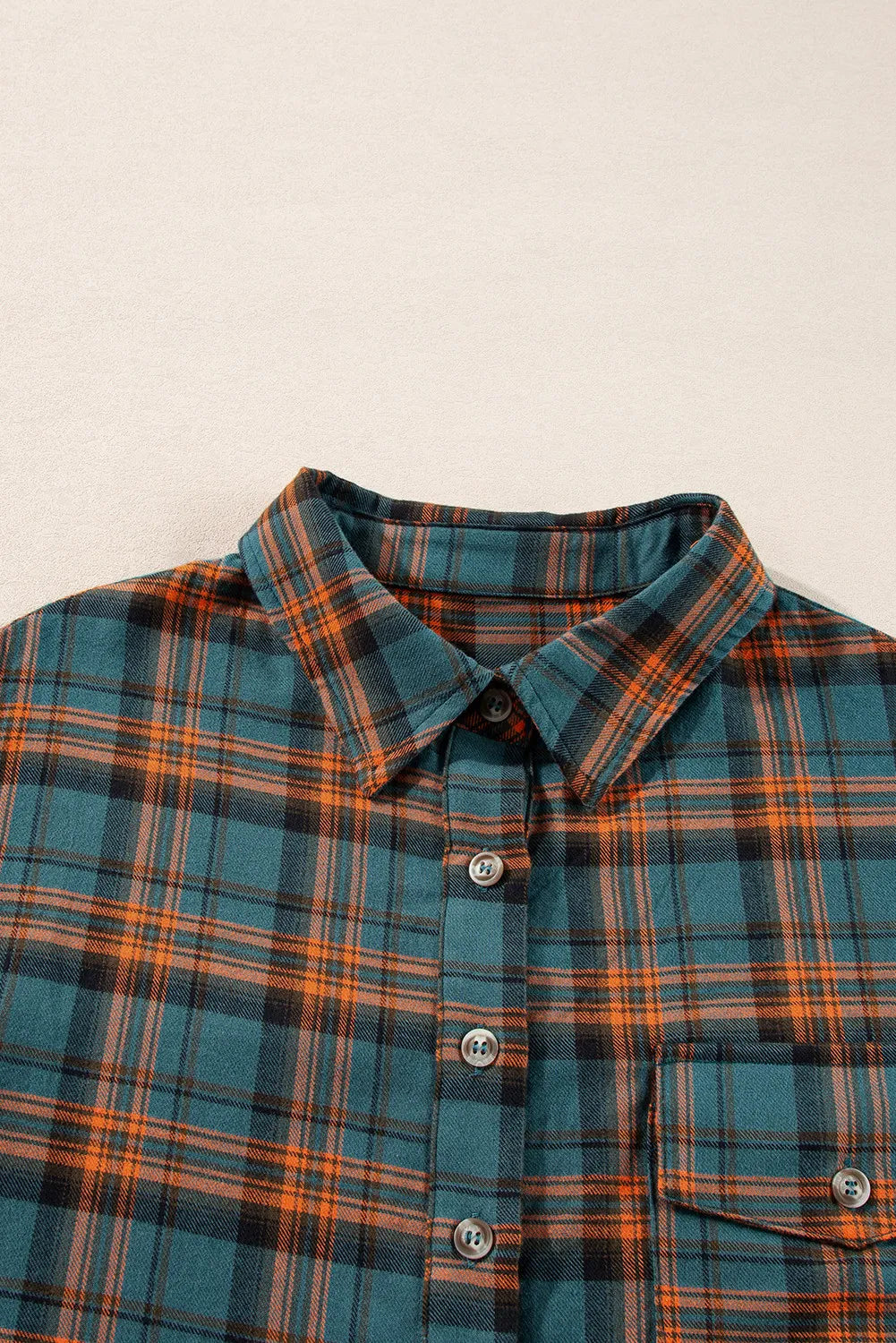 Plaid Collared Neck Long Sleeve Shirt