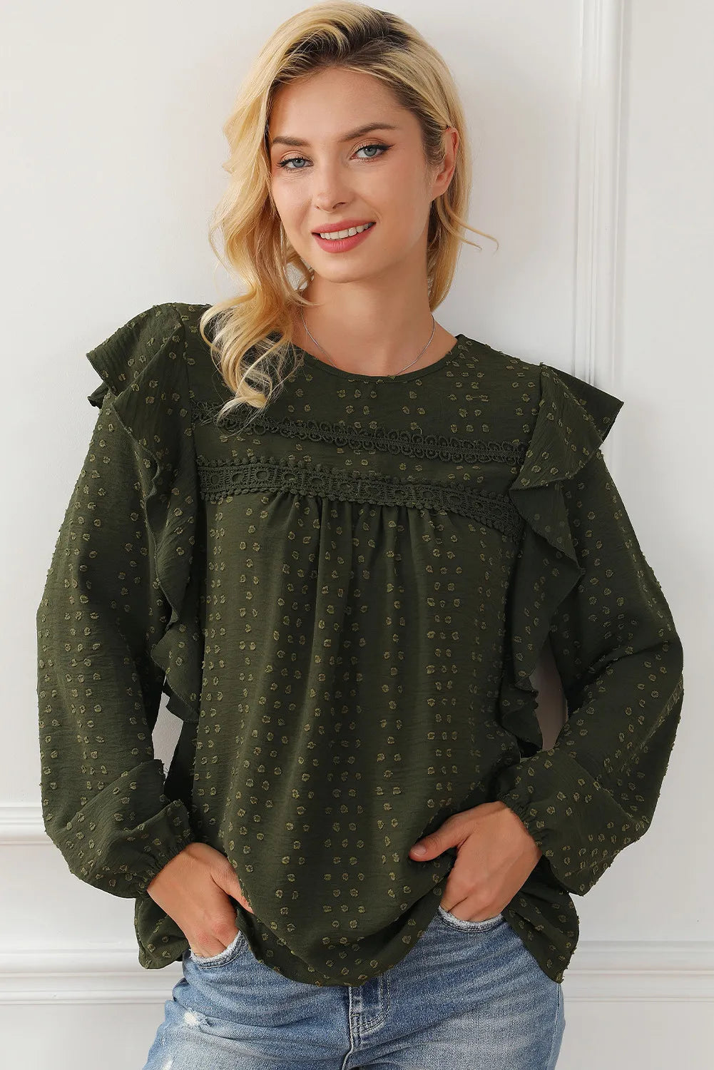 Round Neck Ruffled Blouse