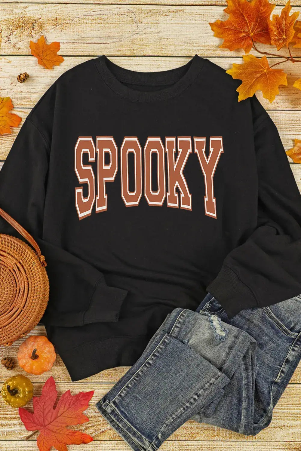 SPOOKY Round Neck Long Sleeve Sweatshirt