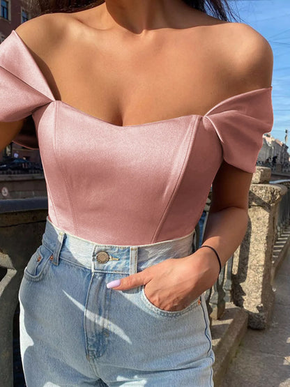 Off-Shoulder Short Sleeve Blouse