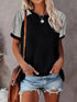 Plus Size Casual Color Block Raglan Sleeve T-Shirt