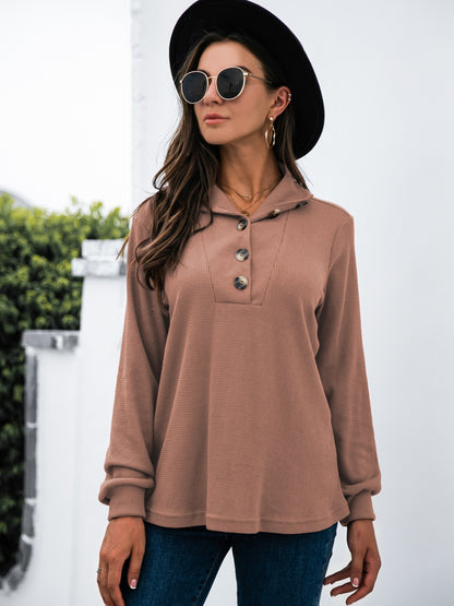 Half Button Long Sleeve T-Shirt