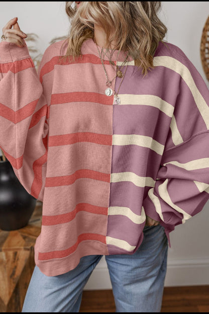 Contrast Striped Long Sleeve Sweatshirt