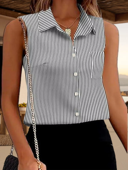 Button Up Sleeveless Shirt