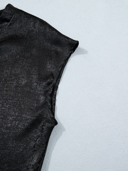 Metallic Round Neck Cap Sleeve Tee