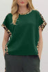 Leopard Trim Short Sleeve Relaxed Fit T-Shirt