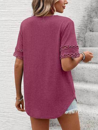V-Neck Hollow-Out Sleeve T-Shirt