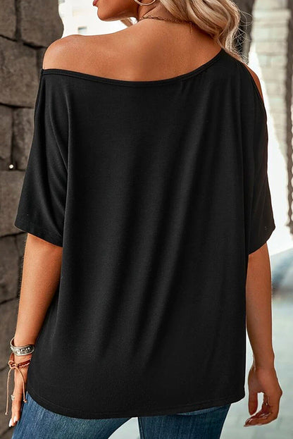 MAMA One Shoulder Half Sleeve T-Shirt