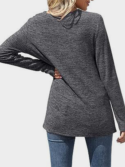 Lace Detail V-Neck Long Sleeve T-Shirt