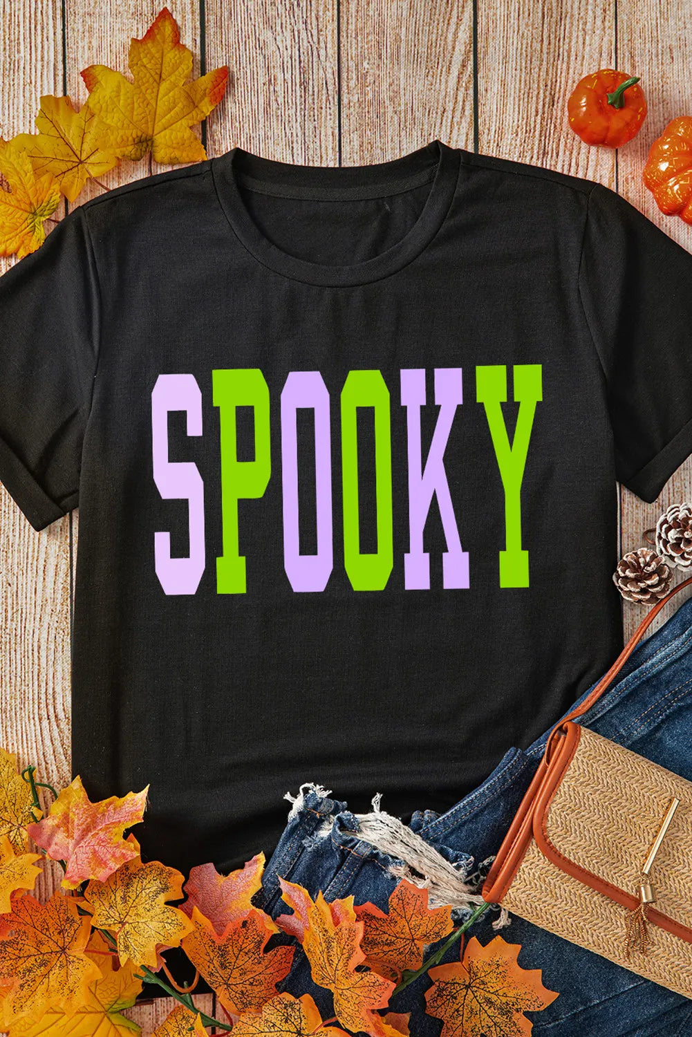 SPOOKY Round Neck Short Sleeve T-Shirt