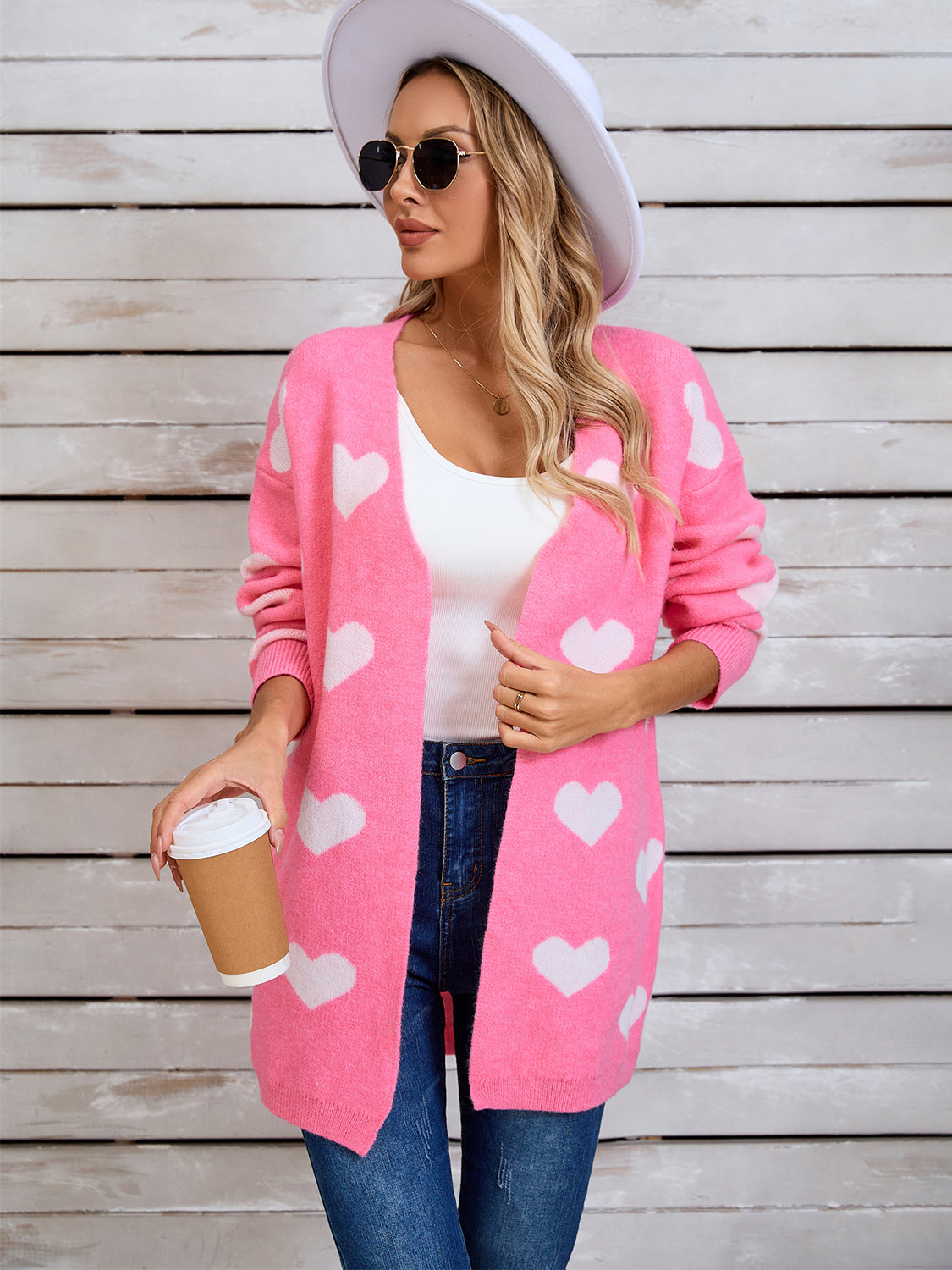 Angel Wings Heart Open Front Long Sleeve Cardigan